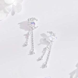 Moon Stud Earrings Sweet Tassel Butterfly Set Light Birthday Gift