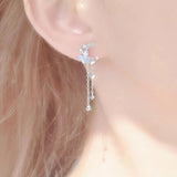 Moon Stud Earrings Sweet Tassel Butterfly Set Light Birthday Gift