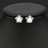 Arrival Flower Shape Cubic Zircon Earring With Pearl Decoration
