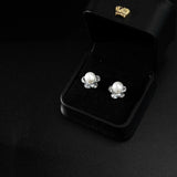 Arrival Flower Shape Cubic Zircon Earring With Pearl Decoration