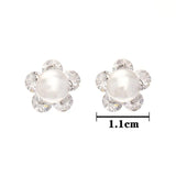 Arrival Flower Shape Cubic Zircon Earring With Pearl Decoration