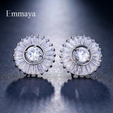 Zircon Crystal Stud Earrings Round Clear Zircon Jewelry Wedding