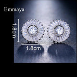 Zircon Crystal Stud Earrings Round Clear Zircon Jewelry Wedding