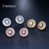 Zircon Crystal Stud Earrings Round Clear Zircon Jewelry Wedding