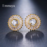 Zircon Crystal Stud Earrings Round Clear Zircon Jewelry Wedding