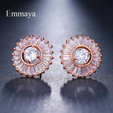 Zircon Crystal Stud Earrings Round Clear Zircon Jewelry Wedding