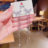 925 Silver Dangle Drop Earrings Butterfly Tassel Jewelry