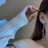 925 Silver Dangle Drop Earrings Butterfly Tassel Jewelry