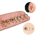 Zircon Flower Earrings for Women Stainless Steel Piercing Stud Earrings