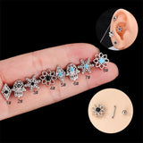 Zircon Flower Earrings for Women Stainless Steel Piercing Stud Earrings