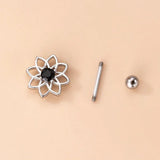 Zircon Flower Earrings for Women Stainless Steel Piercing Stud Earrings
