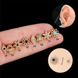 Zircon Flower Earrings for Women Stainless Steel Piercing Stud Earrings