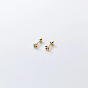 925 Silver 4-bead Statement Screw Stud Earrings for Baby Women