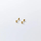 925 Silver 4-bead Statement Screw Stud Earrings for Baby Women