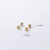 925 Silver 4-bead Statement Screw Stud Earrings for Baby Women