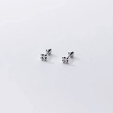 925 Silver 4-bead Statement Screw Stud Earrings for Baby Women
