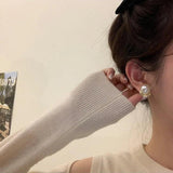 Sterling Silver Pearls Round Beads Geometric Earrings for Women