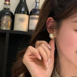 Sterling Silver Pearls Round Beads Geometric Earrings for Women