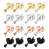 8 Pairs Stainless Steel Stud Earrings Set for Men Women 2mm