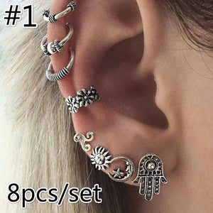 Bohemian Sun Moon Punk Earring Set