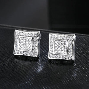 Rock Hip Hop Iced Out Stud Earring for Men Ice Studded Zircon Piercing