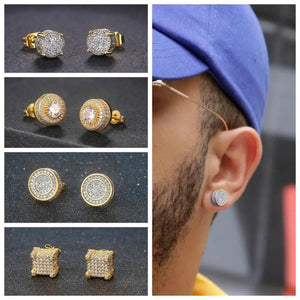 Rock Hip Hop Iced Out Stud Earring for Men Ice Studded Zircon Piercing