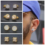 Rock Hip Hop Iced Out Stud Earring for Men Ice Studded Zircon Piercing