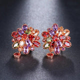 Marquise CZ Flower Stud Earrings with Zircon Stone Women Birthday
