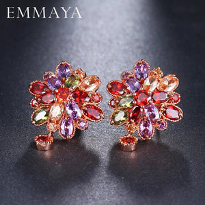 Marquise CZ Flower Stud Earrings with Zircon Stone Women Birthday