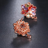 Marquise CZ Flower Stud Earrings with Zircon Stone Women Birthday
