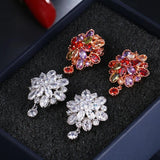 Marquise CZ Flower Stud Earrings with Zircon Stone Women Birthday