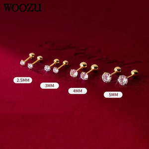 925 Silver Zircon Stud Earrings for Women Baby Wedding