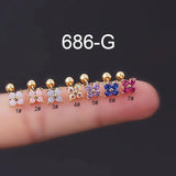 Zircon Flower Women Earrings Stainless Steel Piercing Studs