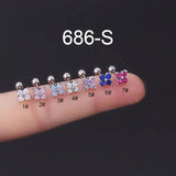 Zircon Flower Women Earrings Stainless Steel Piercing Studs