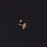 Zircon Flower Women Earrings Stainless Steel Piercing Studs