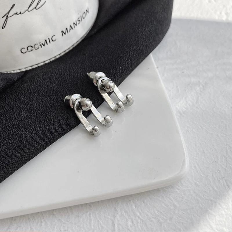 Metal Stud Earrings Ear Piercing Cuffs Clips for Men Women Punk Gothic Jewelry