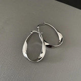 Silver Geometric Twisted Hoop Earrings for Women