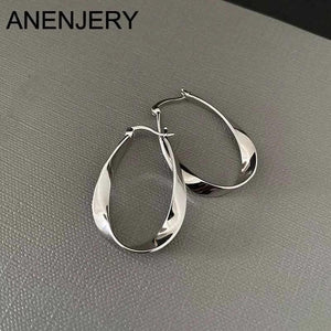 Silver Geometric Twisted Hoop Earrings for Women