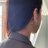 Silver Geometric Twisted Hoop Earrings for Women