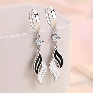 925 Silver Leaf Zircon Earrings Women Party Jewelry