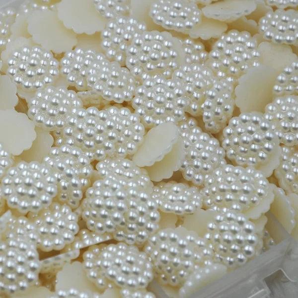 100Pcs 13mm Beige Half Round Flatback Pearls Wedding DIY Decoration