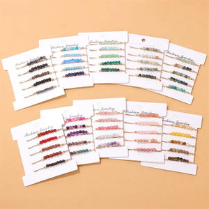 5Pcs Natural Stone Beads Hair Clips 4mm Beaded Hairpins for Women Girls Jewelry