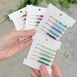 5Pcs Natural Stone Beads Hair Clips 4mm Beaded Hairpins for Women Girls Jewelry