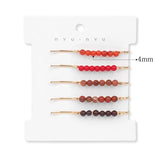 5Pcs Natural Stone Beads Hair Clips 4mm Beaded Hairpins for Women Girls Jewelry