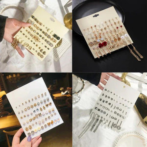 30Pcs Geometry Earrings Bow Ear Studs Decoration Women Party Jewelry