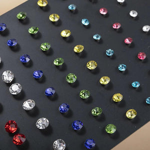 36pair Colorful Rhinestone Stud Earrings Set Wedding Party Jewelry Gift