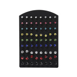 36pair Colorful Rhinestone Stud Earrings Set Wedding Party Jewelry Gift