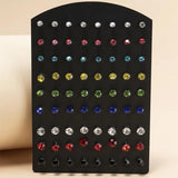 36pair Colorful Rhinestone Stud Earrings Set Wedding Party Jewelry Gift