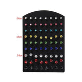 36pair Colorful Rhinestone Stud Earrings Set Wedding Party Jewelry Gift