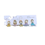 5pcs Princess Stud Earrings Set Colored Cubic Zircon 925 Silver Post Pierc